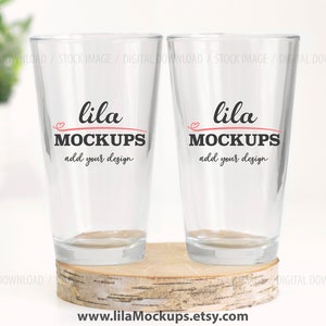 LAGERFOTO - JPG-fil / två 16 oz pint ölglas Mockup-foto / foto av ölglas / jpg-fil mockup-bild / glasfoto