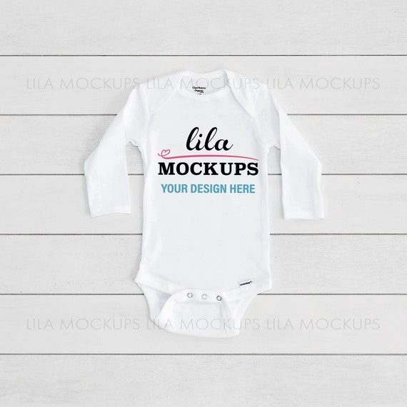 Long Sleeve Baby Onesie Mockup Photo Gerber C Onesie Etsy