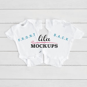 Baby Onesie ® MOCKUP PHOTO / Gerber © onesie ® stock photo Front and Back mockup / baby bodysuit mock-up / white Bodysuit Mock-up