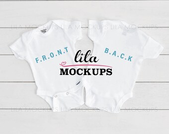 Baby Onesie ® MOCKUP PHOTO / Gerber © onesie ® stock photo Front and Back mockup / baby bodysuit mock-up / white Bodysuit Mock-up