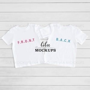 white toddler tshirt MOCKUP photo / front and back short sleeve shirt mockup / toddler t-Shirt MOCKUP front & back /kid&#39;s tshirts Mock-up