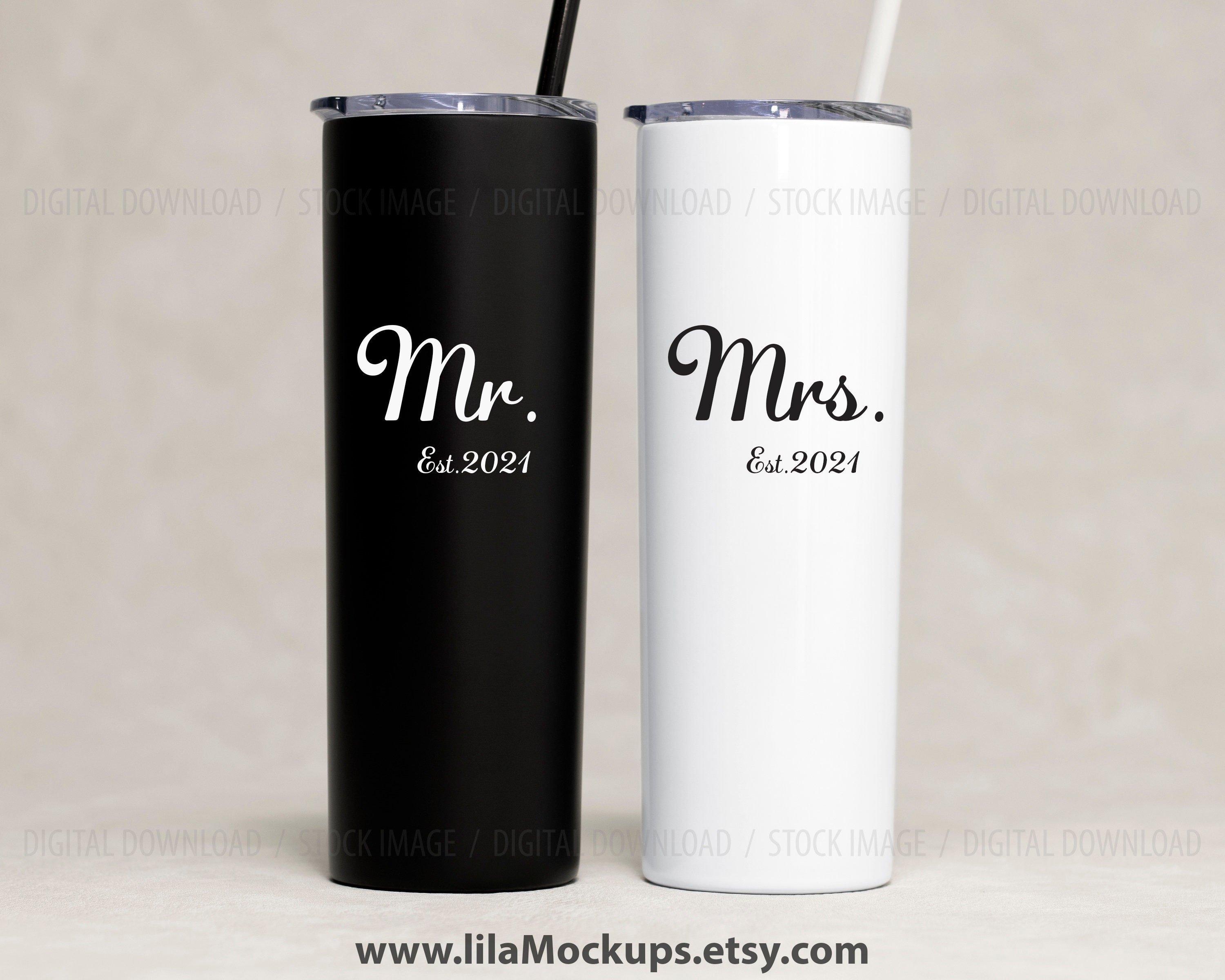 Black and White 20 Oz Tumbler Mockup Photo / His and Hers Etsy