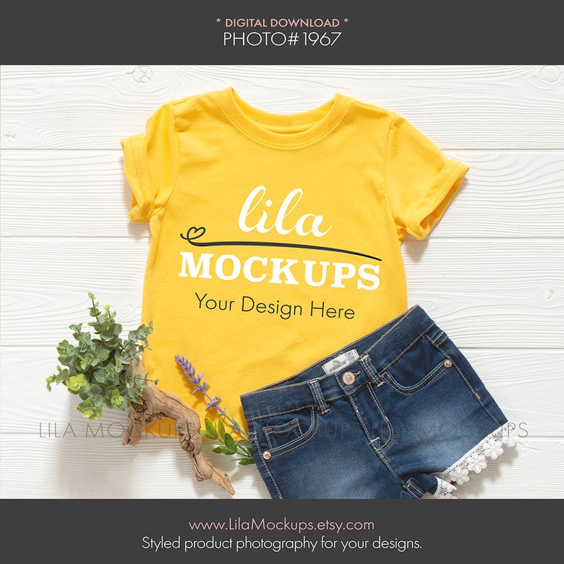 Download Yellow kids Toddler T-shirt Mockup Photo /Girl's tshirt | Etsy