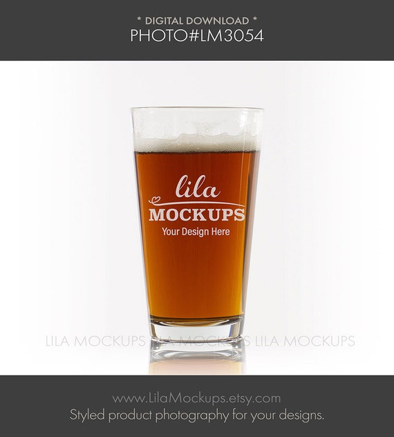Download Stock Photo 16 Oz Pint Glass Mockup Photo Staged Photo Of Etsy