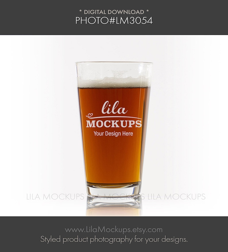 Download Stock Photo 16 Oz Pint Glass Mockup Photo Staged Photo Of Etsy