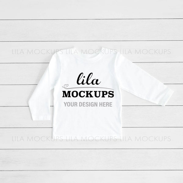 Mockup PHOTO of blank white kids long sleeve shirt / Toddler long sleeve shirt mockup / white, toddler T-Shirt MOCKUP White shirt Mock-up