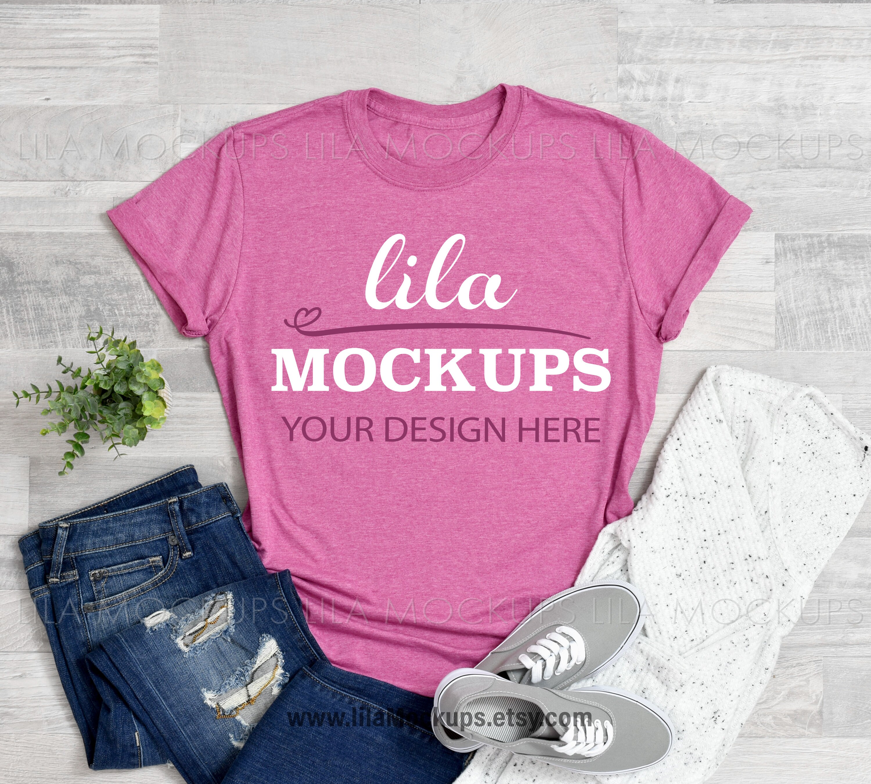 Gildan 640 Heather Berry Tshirt Mockup 