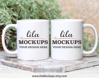 two white coffee mugs mockup photo / 11 oz coffee mugs mock-up photo / mockup photo / blank coffee mug mockup photos, coffee cup photo 11 oz