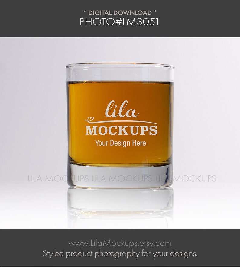 Whiskey glass MOCKUP PHOTO / staged photo of a whiskey glass / glass mock-up photo / JPG File / Stock Photo image 1
