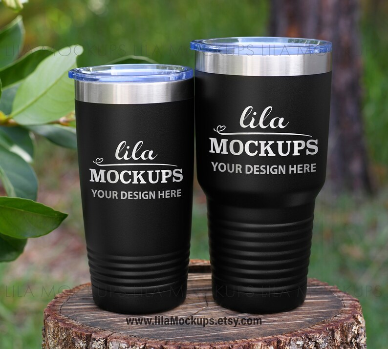 Download Two Tumblers Mockup PHOTO / 20 oz and 30oz BLACK Steel tumbler | Etsy