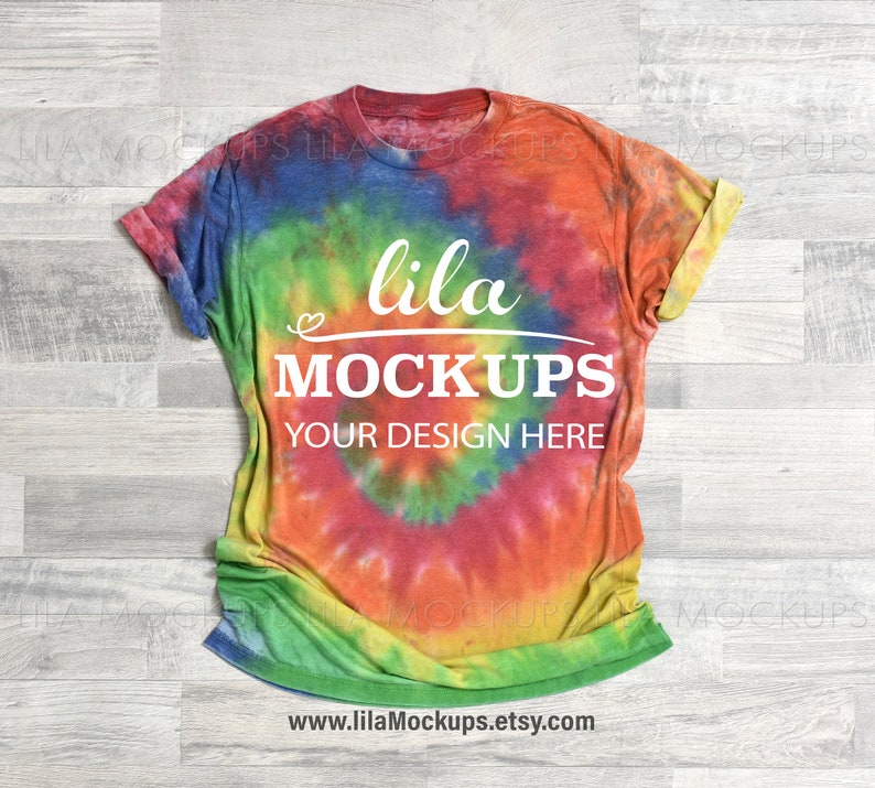 Download Tie-Dye tshirt Mockup photo / Rainbow Tie dye t-Shirt mock ...