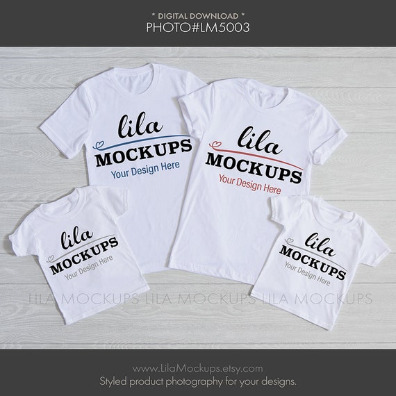 Download Family T Shirts Mockup Photo Four T Shirts Mockup Photo Etsy PSD Mockup Templates