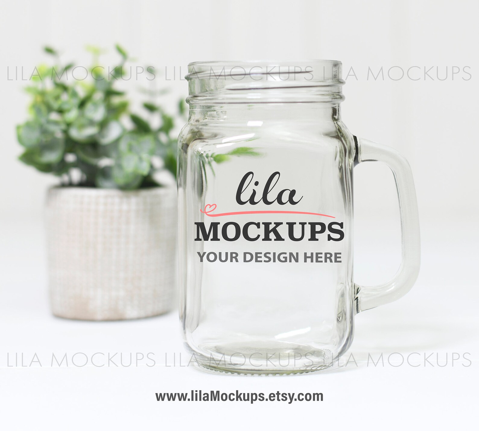 Mason jar with handle MOCKUP PHOTO / stock photo of a