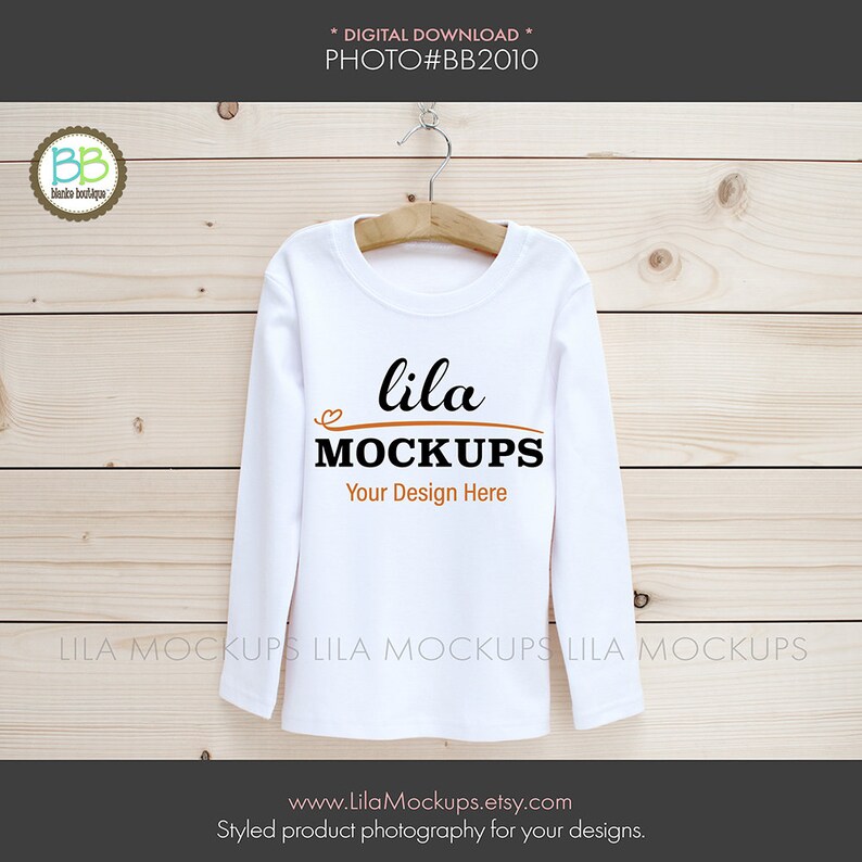 Download Mock-Up PHOTO of white Blank Boy's Long Sleeve Tee Shirt ...