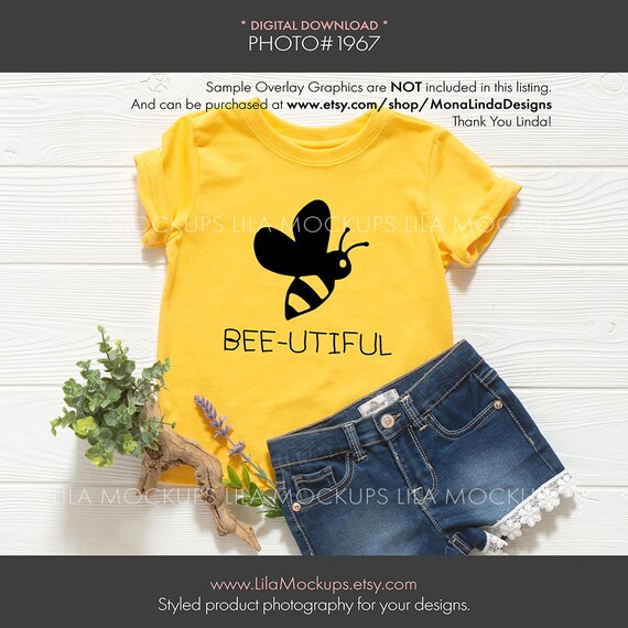 Download Yellow Kids Toddler T Shirt Mockup Photo Girl S Tshirt Etsy PSD Mockup Templates