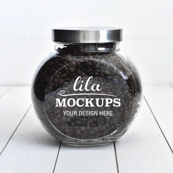 Coffee Beans Glass Jar Mockup - Free Download Images High Quality