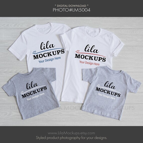 Download Family T Shirts Mockup Photo Four T Shirts Mockup Photo Etsy PSD Mockup Templates
