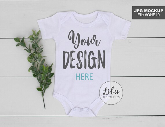 Stock Photo Baby Bodysuit Mockup Flatlay Mock Up Baby White Etsy