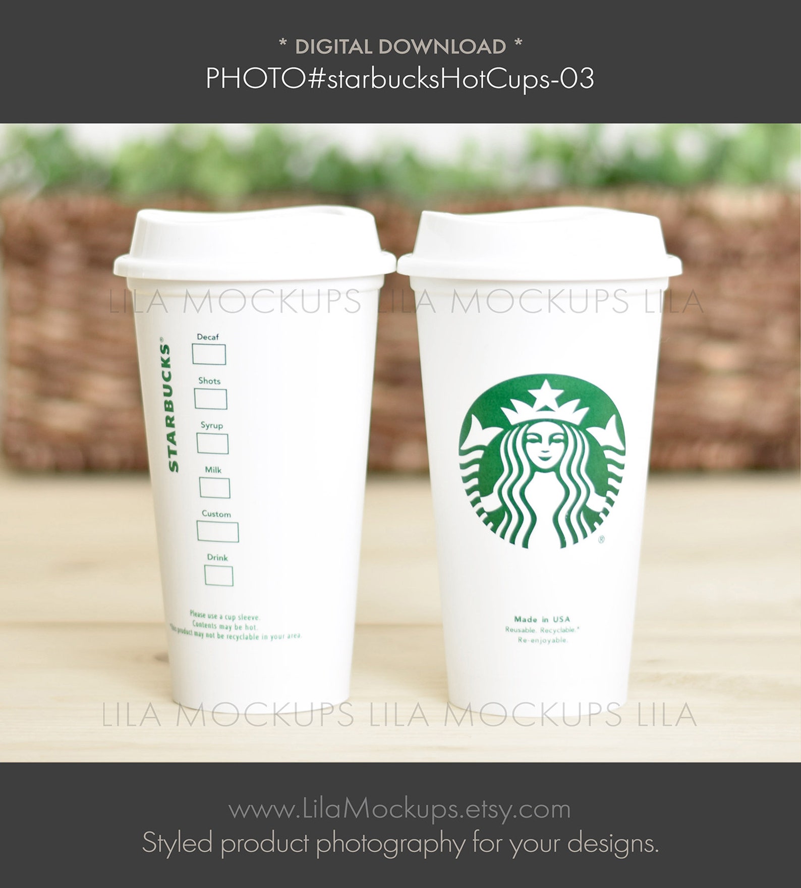 16 Oz Starbucks Reusable Tumbler Cup MOCKUP PHOTO / Photo of Etsy