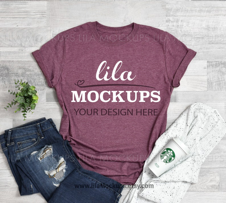 Download Gildan 640 Heather Maroon tshirt Mockup PHOTO / red purple | Etsy