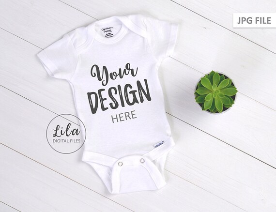 Stock Photo Baby Onesies Mockup Flatlay Mock Up Baby White Etsy