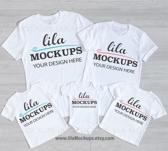 Family T-shirts Mockup / 5 White Tshirt Mockup / - Etsy