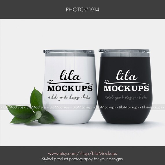 Mockup Photo Of Two 2 Wine Tumblers White And Black Mock Up Etsy