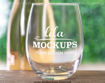 STOCK FOTO Stemless Vino Glass Mockup Foto imagen / vino copa foto / vino vidrio maqueta foto / JPG Archivo / Stock Photo