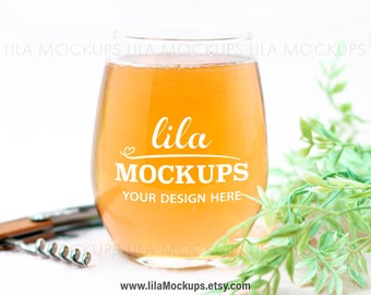 Stemless Wine Glass MOCKUP PHOTO / foto escalonada de una copa de vino / foto de maqueta de vidrio de vino / archivo JPG / Stock Photo