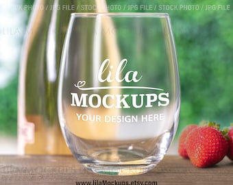 STOCK FOTO Stemless Vino Glass Mockup Foto imagen / vino copa foto / vino vidrio maqueta foto / JPG Archivo / Stock Photo