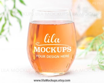 STOCK PHOTO Stemless Wine Glass Mockup image / wine glass mock up photo / wine glass mock up photo / JPG File / Stock Photo