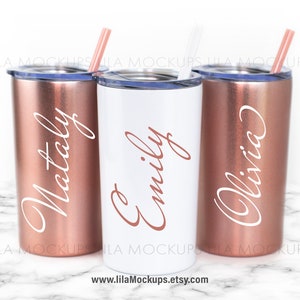 12 oz  Maars Skinny Mini Tumbler MOCKUP photo / Rose Gold, White Glitter, Rose Gold / digital download JPG / Maars Skinny Mini stock photo