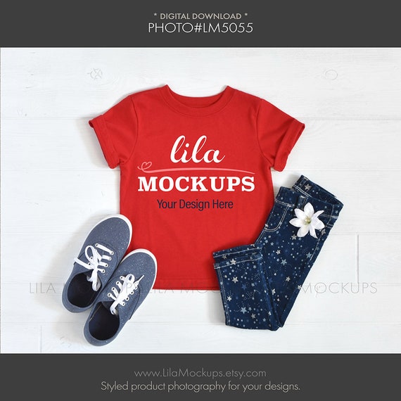 Red Toddler T Shirt Mockup Photo Girl S Tshirt Mock Up Etsy