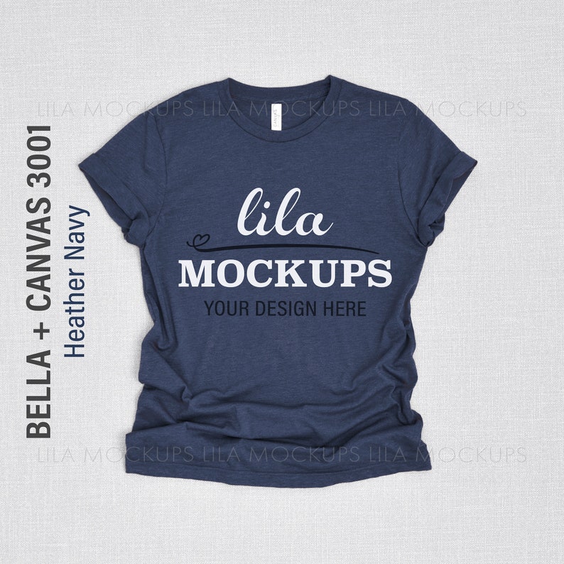 Download Heather Navy Bella Canvas 3001 tshirt Mockup / Navy Blue ...