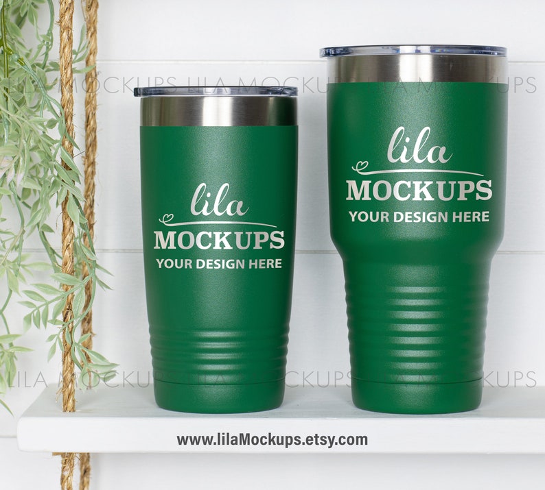 Download 20 oz and 30 oz Green Tumbler Mockup Photo / two tumblers | Etsy