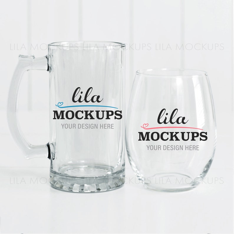 Beer Mug and Wine Glass MOCKUP PHOTO / Beer Mug Mockup / Wine Etsy