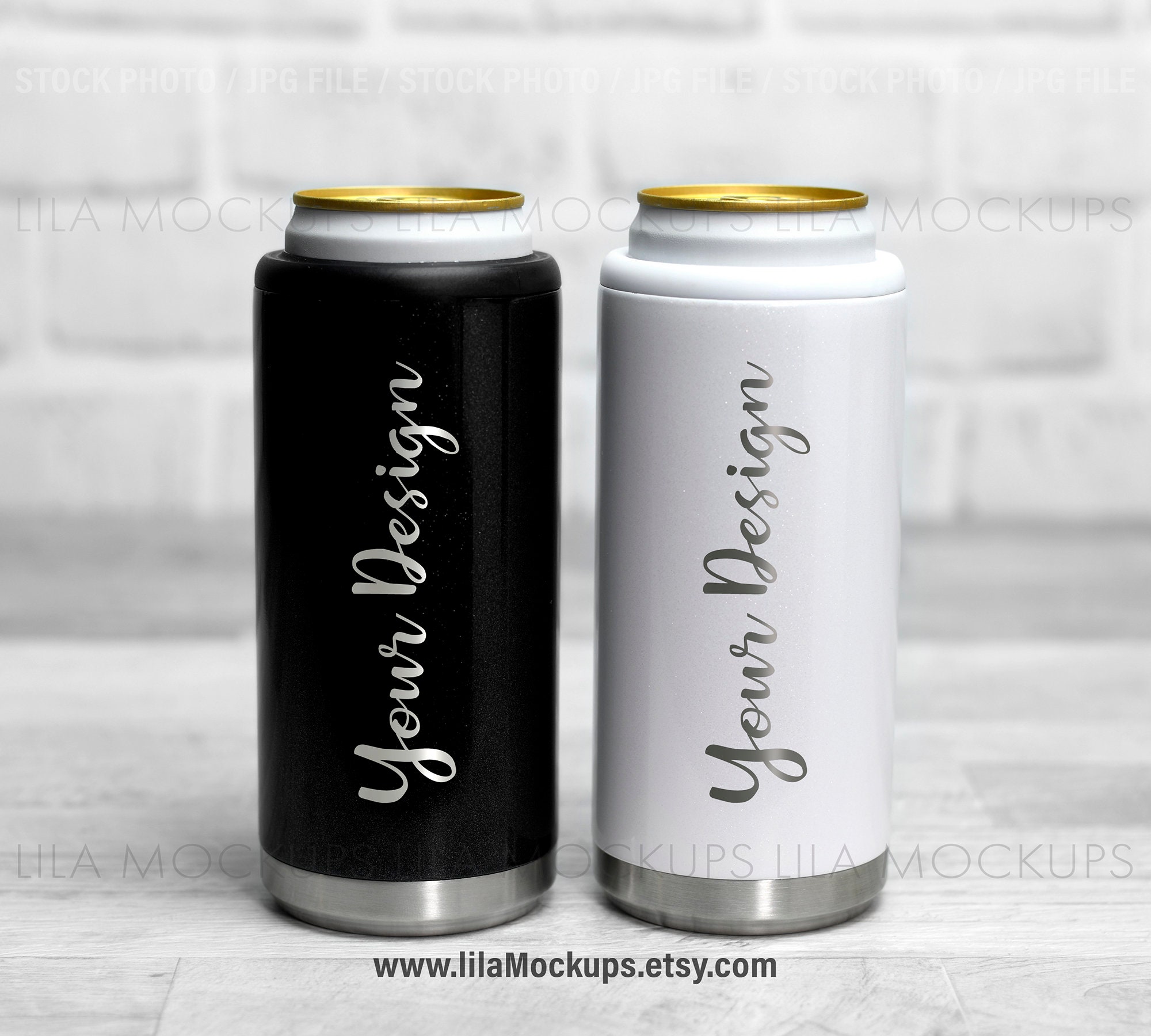 STOCK PHOTO 12 oz Skinny Can Cooler Mockup Photo / Gitter