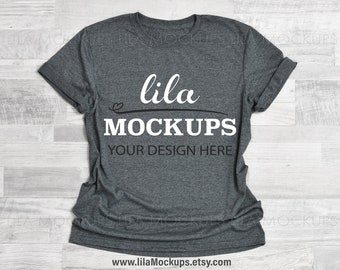 Gildan 640 Dark Heather tshirt Mockup PHOTO / dark gray t-Shirt mock-up photo / Gildan Softstyle Mockup photo / tshirt Stock Photo
