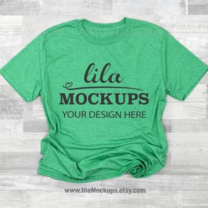 Gildan 640 Heather Irish Green tshirt Mockup PHOTO / green t-Shirt mock-up photo / Gildan Softstyle Mockup photo / tshirt Stock Photo