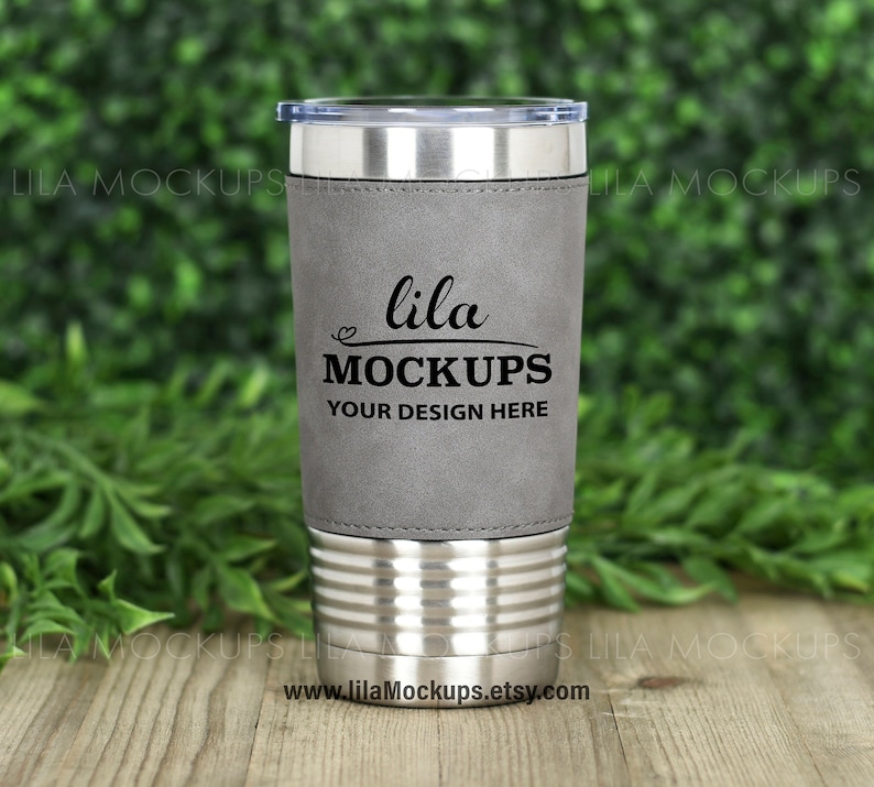 Download STOCK PHOTO 20 oz Leather Tumbler Mockup / gray leather | Etsy
