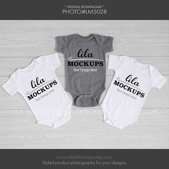 Mockup Photo Photo Of Three Baby Bodysuits Onesies Baby Etsy