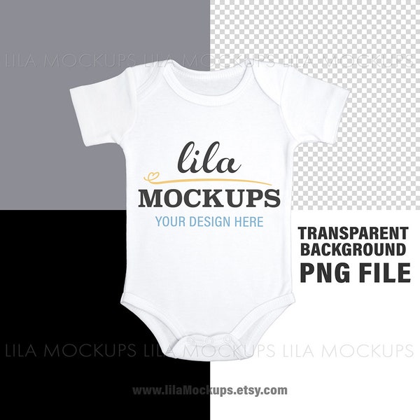 Baby bodysuit Mockup PHOTO - simple blank baby bodysuit mock up PHOTO / simple white baby bodysuit flatlay Mock-up / styled stock photo