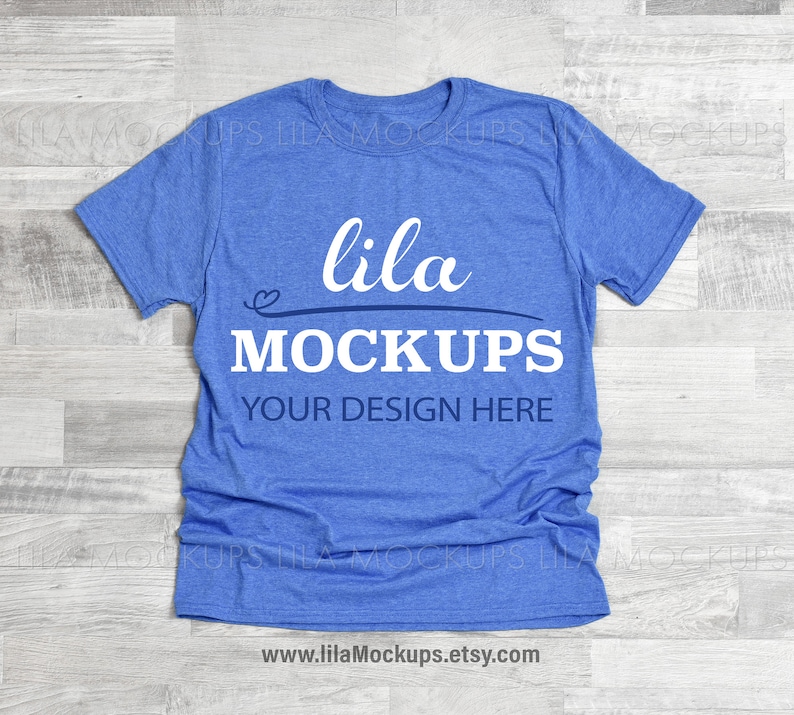 Download Gildan 640 Heather Royal tshirt Mockup PHOTO / Royal Blue ...