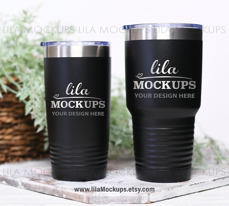 Download Two Tumblers Mockup PHOTO / 20 oz and 30oz BLACK Steel tumbler | Etsy