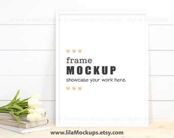 white Frame Mockup - PNG & JPG file / 4:5 frame ratio - 8x10 or 16x20 / Vertical Frame Mock up, styled stock photo, digital download
