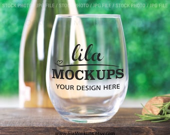STOCK FOTO Stemless Vino Glass Mockup Foto imagen / vino copa foto / vino vidrio maqueta foto / JPG Archivo / Stock Photo