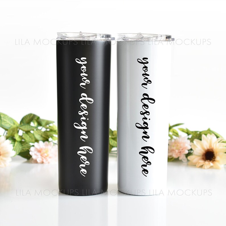 Download Black and white 20 oz tumbler mockup photo / His and Hers ...