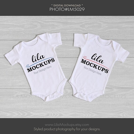 Mockup Photo Photo Of Two 2 Baby Bodysuits Twin Baby Etsy