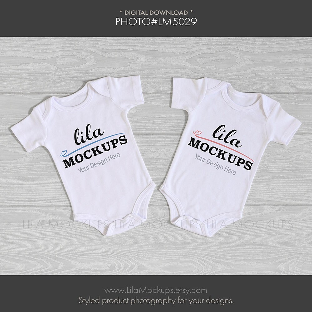Mockup Photo Photo Of Two 2 Baby Bodysuits Twin Baby Etsy