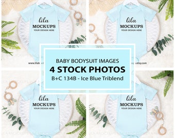Baby bodysuit mockup BUNDLE / Bella Canvas 134B - Peach Triblend / peach pink baby bodysuit mock up images / STOCK PHOTO - digital download